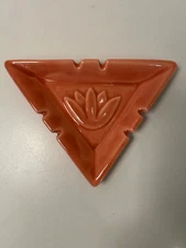 Mid-Century Made In USA Salmon Pink Ceramic 7” Lotus Ashtray VTG