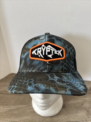 KRYPTEK FISHING NEPTUNE ADJUSTABLE CURVED BILL MESH TRUCKER SNAPBACK HAT  CAP