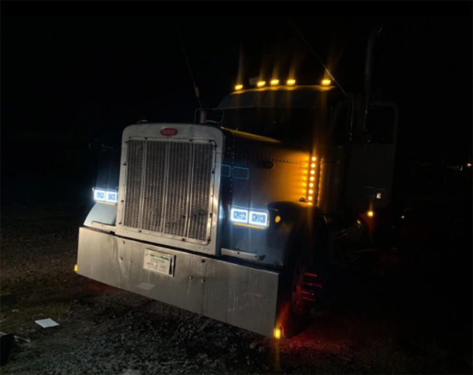 4pcs 4x6'' LED Headlights Hi/Lo w/DRL For Peterbilt 379 378 Freightliner FLD120 - Image 3 of 4