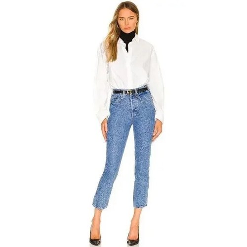 GRLFRND Karolina High Rise Straight Crop 100% Cotton Jeans in Bayside Size 25 - Picture 2 of 15