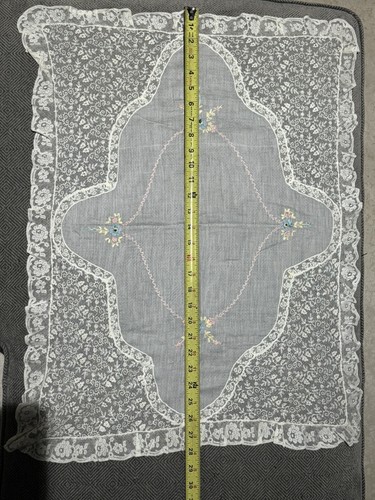 Antique Tabour Embroidered Table Runner 28" x 21" - Picture 16 of 23
