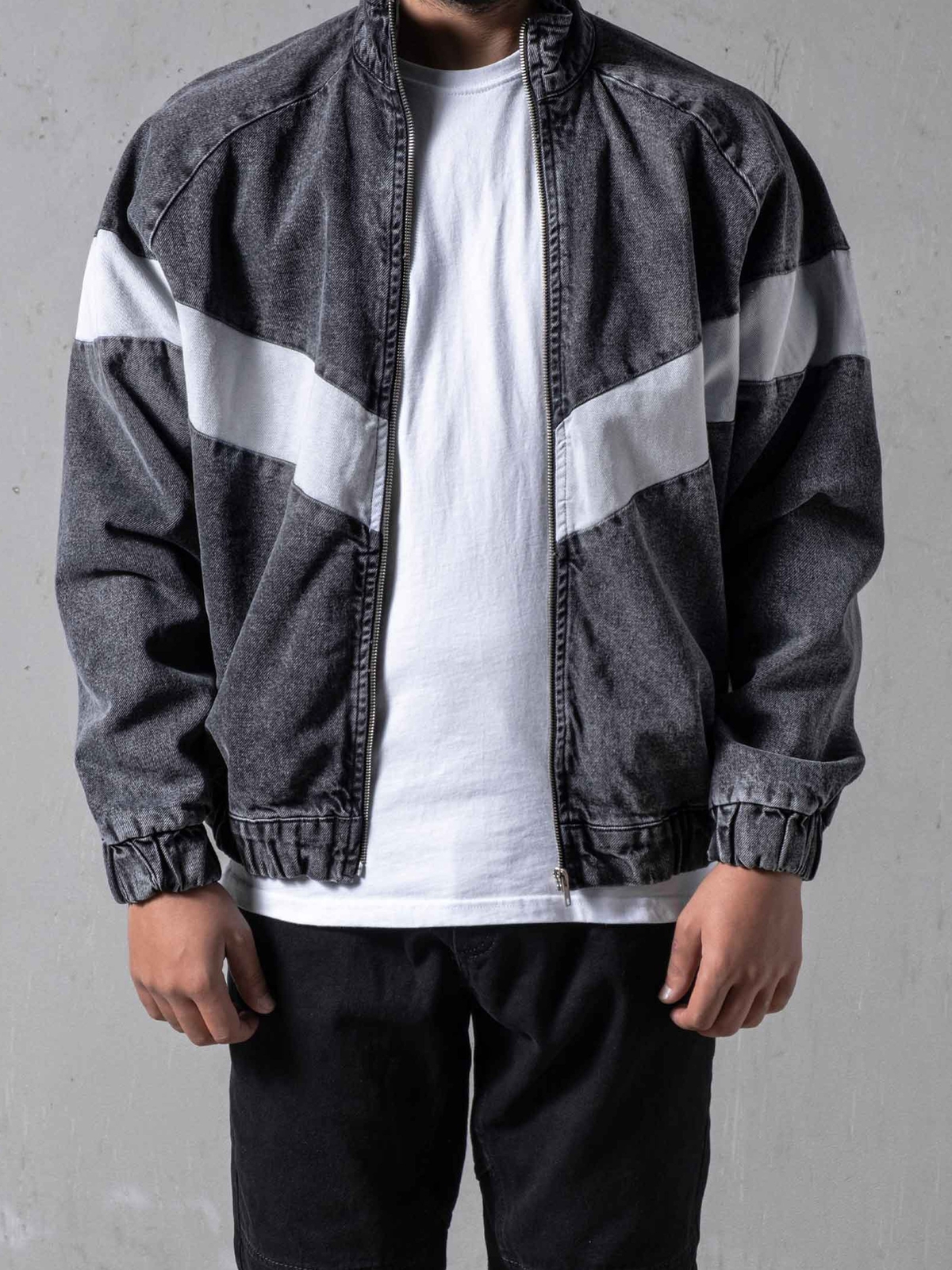 Men's Oversized Fit Jacket Black-White 