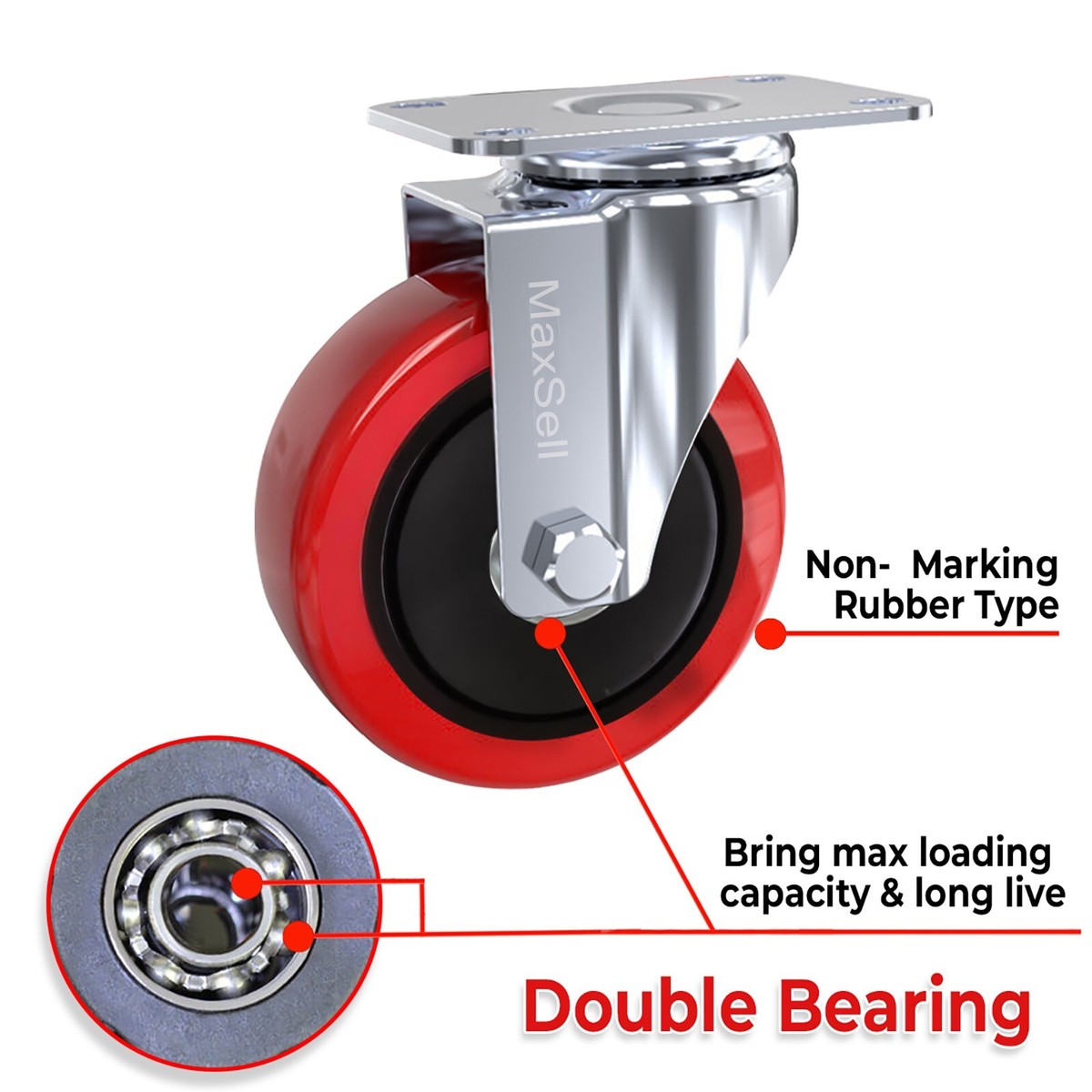 4 Ruote Girevoli In Gomma Resistenti 100 Mm 700 Kg Carrello Ruote Mobili