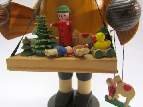 Erzgebirge KWO Räuchermann Räuchermännchen Spielzeughändler Bauchladen Holz 19cm - Bild 3 von 13