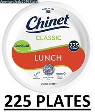 225 Plates - Chinet Classic White Lunch Paper Plate 8.75" Microwave Safe  F1