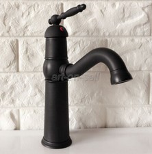 Oil Rubbed Bronze Bathroom Vanity Basin Sink Mixer Faucet Single Hole Deck Mount