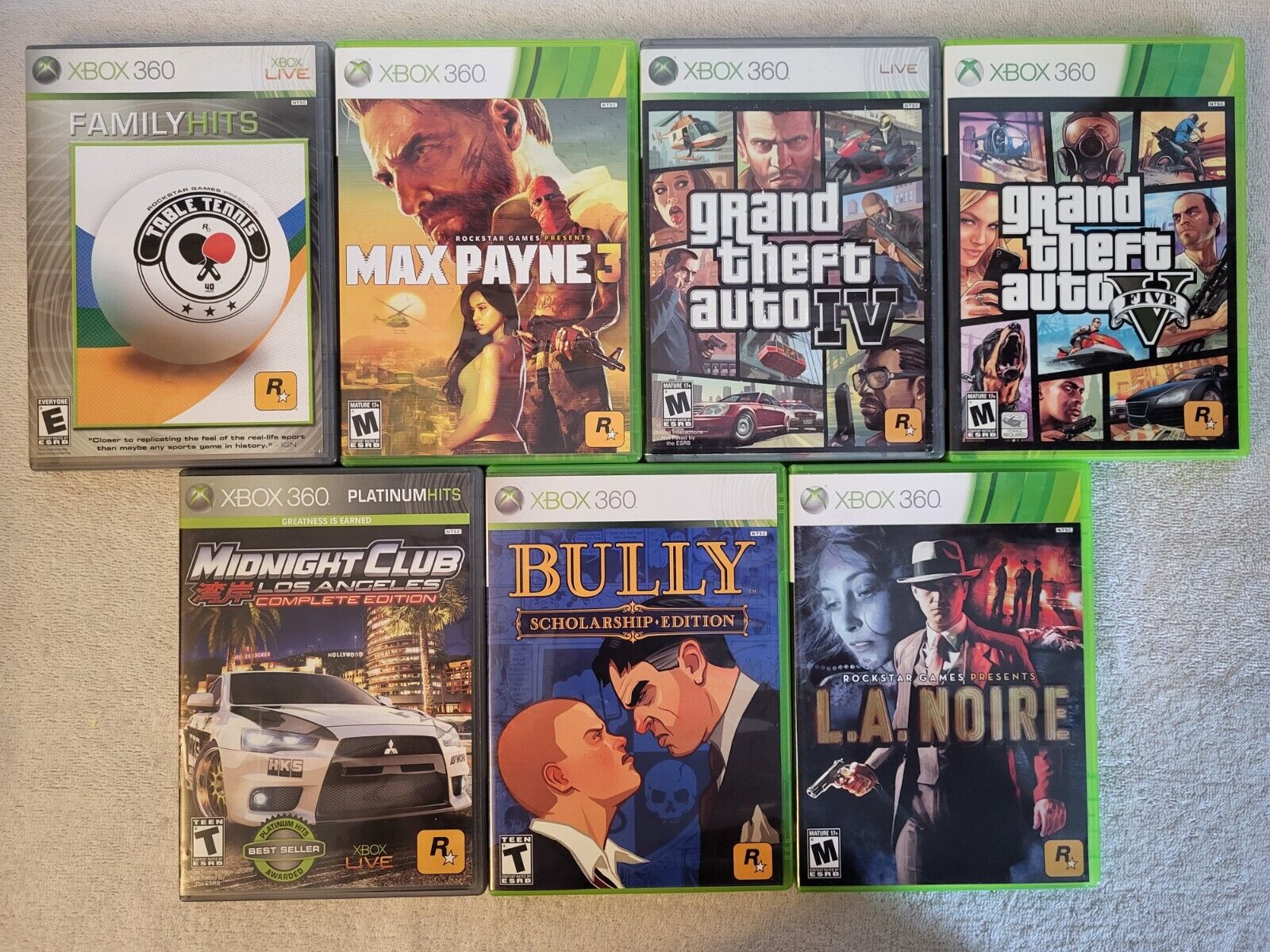 Rockstar Xbox 360 Game Bundle Lot of 7~All Complete & Tested~Bully, GTA,  etc.