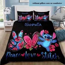 Personalized Stitch Peace Love Tropical Flowers 3D Quilt Bedding Set Best Price