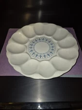 Richelieu Deviled Egg Plate Blue & White Fleur De Lis Homer Laughlin HLC EUC