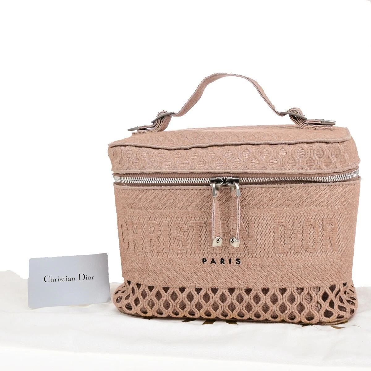 Sac à main CHRISTIAN DIOR logo vanity maille toile cuir rose Italie 660SJ156