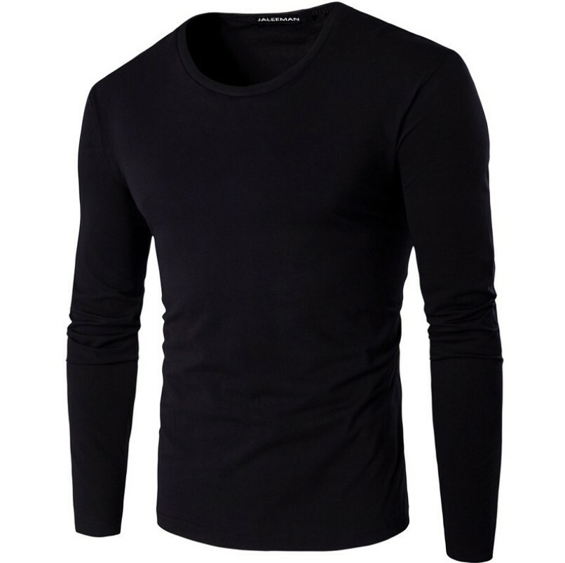 Men's Plain Blank T-shirt Basic Tee White Black Grey Long Sleeve Casual Shirts - Foto 13