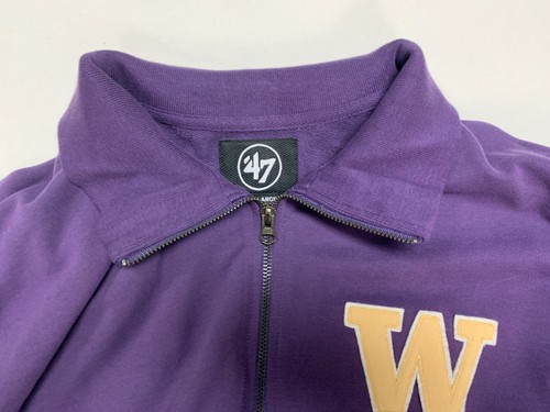 Washington Huskies Sweatshirt Mens XXL Purple 1/4 Zip Pullover '47 Brand Soft - Picture 3 of 8