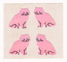 Vintage 80's StickerMagic Fuzzy Pink Cats Sticker Mod