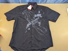Vintage Vision Street Wear Mens Button Up Shirt Size M Short Sleeves Striped
