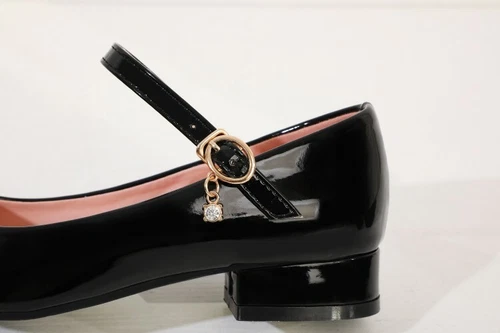 Womens Mary Janes Shoes Patent Leather Sweet Ankle Buckle Round Toe Casual Pump - Picture 10 of 15