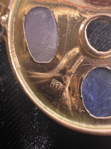 Ciondolo in oro Ankh con pietre preziose multicolore 14KRG - buone condizioni - Foto 3 di 6