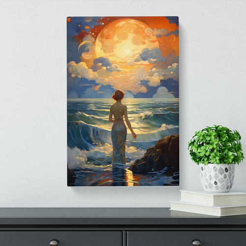 Ocean Art Deco Canvas Wall Art Print Framed Picture Decor Living Room Bedroom - Picture 3 of 4