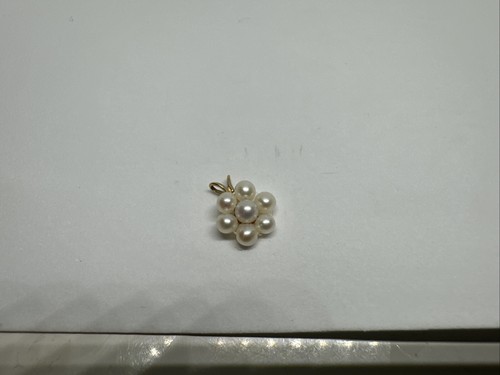 Vintage 14k 585 Yellow Gold Pearl Cluster Flower Charm Pendant - 第 1/12 張圖片