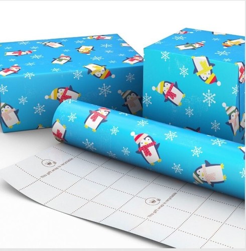 Papel de envolver Hallmark Navidad Invierno Pingüinos juguetones 90 pies cuadrados Rollo Jumbo - Imagen 5 de 5