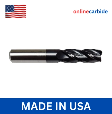 ONLINECARBIDE 1/2" Solid Carbide End Mill – 4 Flute .125 Corner Radius – TiAlN Coated USA Made