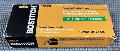 New Stanley Bostitch 2'' 18GA BT1350B Straight Finish Brads Bright 2000 Pc.
