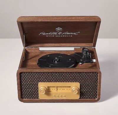 Vintage Style 3-in-1 Vinyl Record Player Wood Grain Finish - Hearth & Hand with