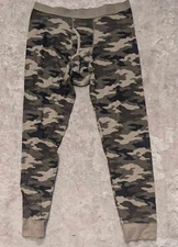 Mens Croft & Barrow Green Camo Thermal Long John Pants
