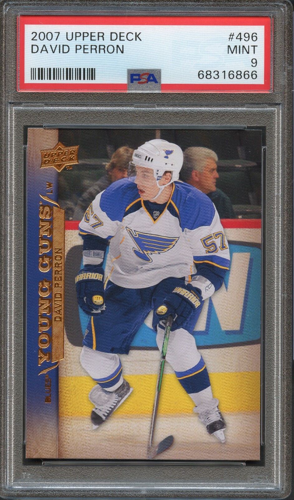 2007-08 Upper Deck UD #496 - David Perron Young Guns YG - PSA 9
