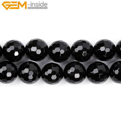 Natural Genuine Black Agate Stone Onyx Gem Beads For Jewelry Making 15" Faceted - Picture 53 of 63