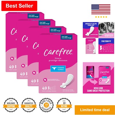 Thong Panty Liners - Comfort & Multi-Fluid Protection - 196ct 4 Packs of 49ct