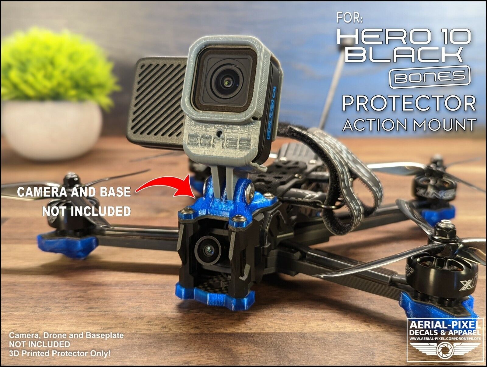 GoPro Hero 10 Black Bones 3D Printed TPU Protector Mount - 8