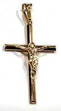 Cross Crucifix Pendant 2-inch Long Gold Filled Religious