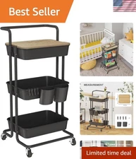 Easy Assemble 3 Tier Mobile Cart with Stylish Design - Enhanced Storage Solution