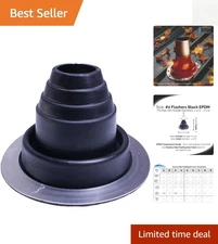 Flexible Black EPDM Roof Pipe Flashing - Easy Install for 1-3/4" to 3-1/4" Pipes