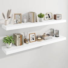 55" Floating Shelves for Wall, Wooden Shelves with Invisible Brackets Set of 2,