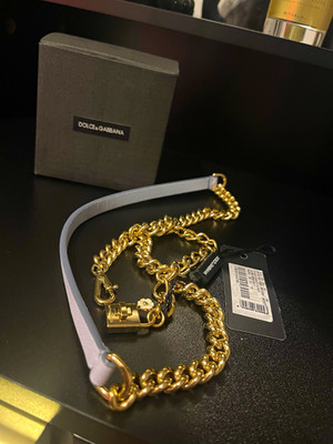Dolce&Gabbana Kette Gliederkette mit Vorhängeschloss-Anhänger Gelbgold