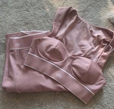 Alo Yoga Vintage Pink ALIGNMENT Leggings & Tank Bra Set Small Authentic * R$306