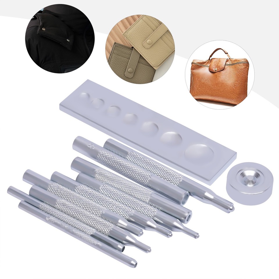 Tinner Rivet Tool 11-Piece Rivet Tool Set with Base, Hollow Punches for DIY Crafts and ...