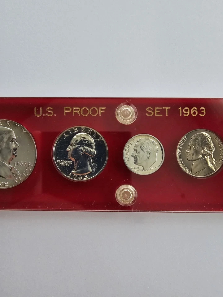 SILVER 1963 5 COIN P MINT SET UNGRADED CIRCULATED 3 SILVER 2 CLAD COINS - Image 3 of 4