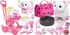 Golray Electronic Toy Dog and Cat for Kids Girls, 10 Pcs Puppy Pet Care Pretend