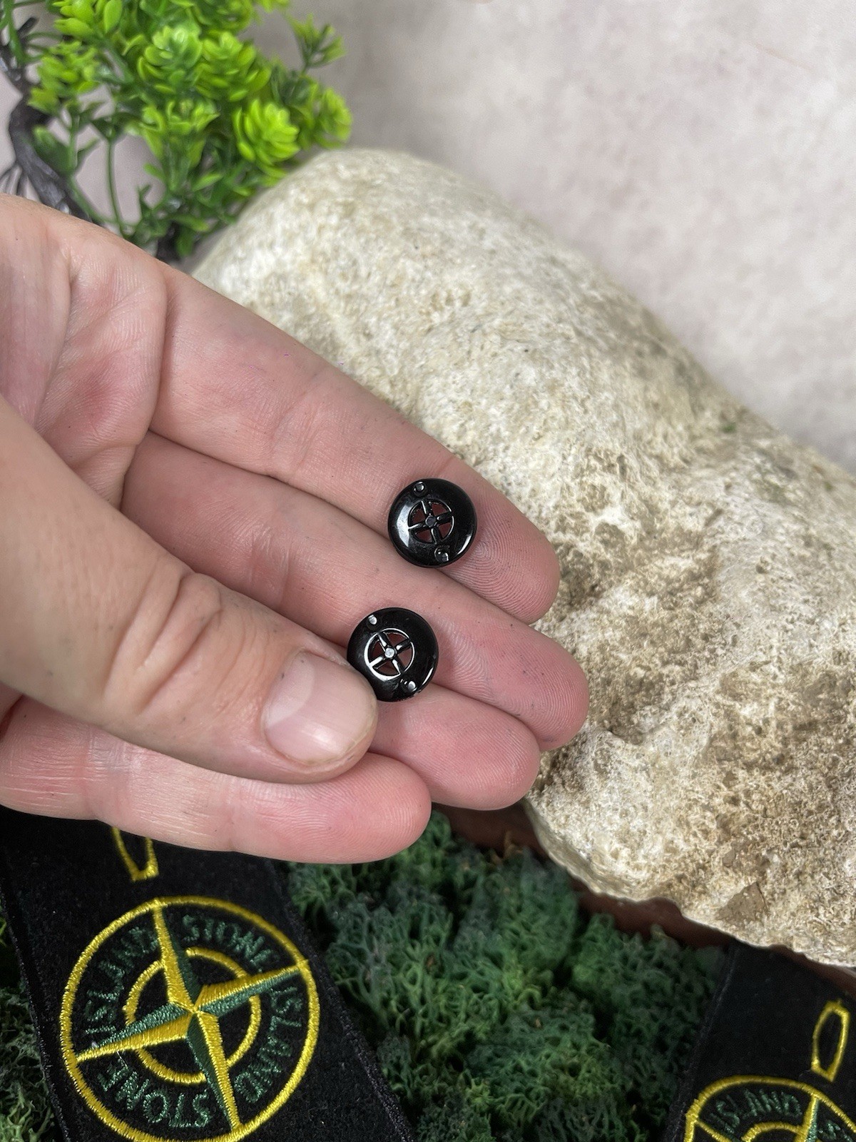 STONE ISLAND Badge +2 Buttons Black Logo Patch Compass thumbnail 5