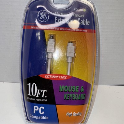 NEW GE 10 Feet PS/2 Mouse & Keyboard Extension Cable HO97896 PC Compatible