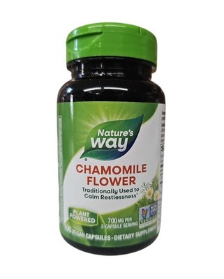 Nature's Way Chamomile Flower Traditional Calming Aid 700 mg 100 Caps Exp 3/2030