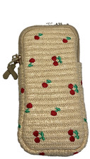 EVOLUTION EYES TRAVEL DOUBLE EYEGLASS CASE CHERRIES STRAW 7 X 3 NWT