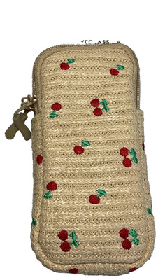 EVOLUTION EYES TRAVEL DOUBLE EYEGLASS CASE CHERRIES STRAW 7 X 3  NWT