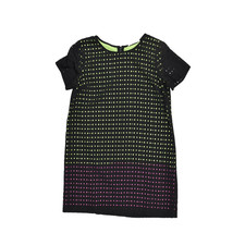 MICHAEL Michael Kors Black Neon Green Pink Geometric Laser Cut Sheath Dress 10