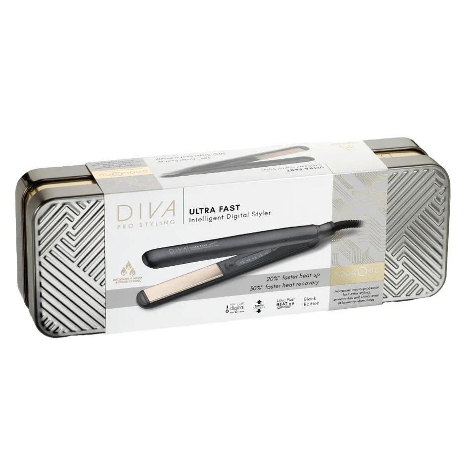 Diva Pro Ultra Fast Intelligent Digital Styler Black Straighteners Free P&P