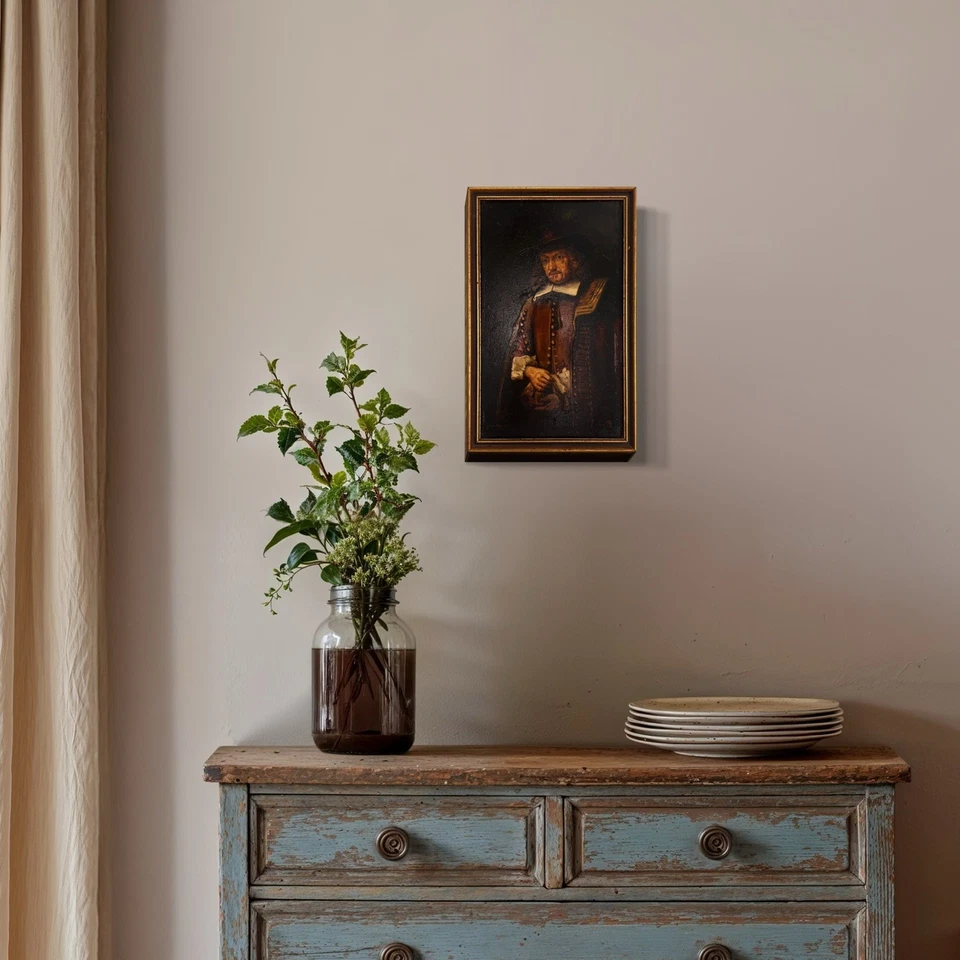 Rare 19th Century Fine Dutch Oil Painting Of Jan Six After Rembrandt - Image 3 of 4