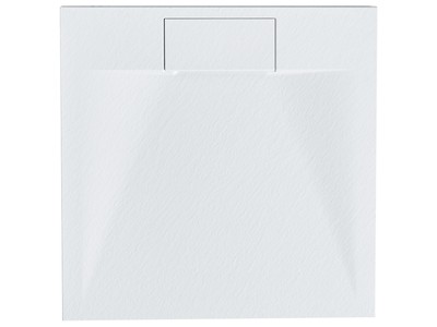 SMC Duschwanne mit Ablaufrinne 80x80 cm Steinoptik weiß 3 cm hoch Azzuro