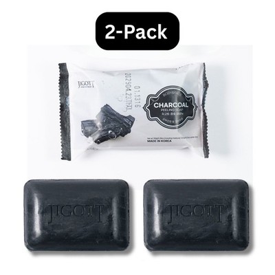 Jigott Charcoal Exfoliating Soap 100g 2 Pack   K Beauty Purifying Bar